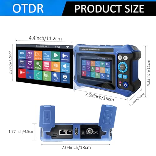 16-in-1 OTDR Fiber Optic Tester 1310/1550/1625nm, with Event Map, 10G PON OPM, VFL, OLS, RJ45 Cable Tracker, 80km Range Network Diagnosis Tool (Blue and White)