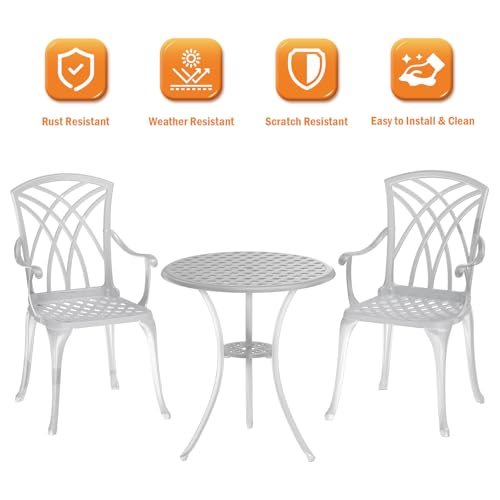 Patio Bistro Set 3 Piece (Woven / White)