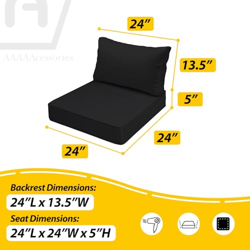 Outdoor Chair Cushions (Charcoal Black / 24"x24"x5" / 24"x13.5")