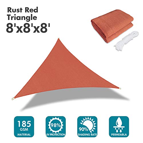 8'x8'x8' Sun Shade Sail Rust Red Curved Triangle (Rust Red / 0 8' X 0 8' X 0 8')