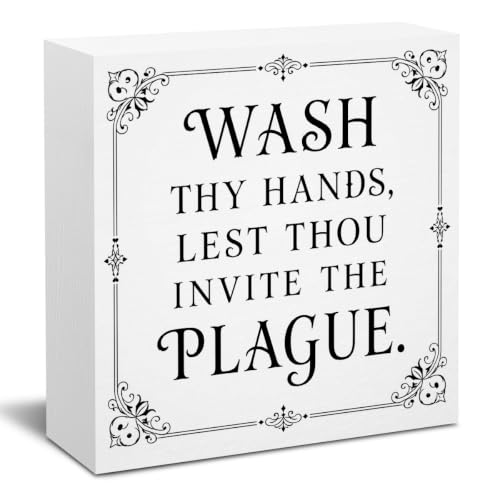 Funny Bathroom Decor Deuces Wooden Box Sign 5 x 5 Inches (White 1624 / Wooden box（5.1 x 5.1 inches）)