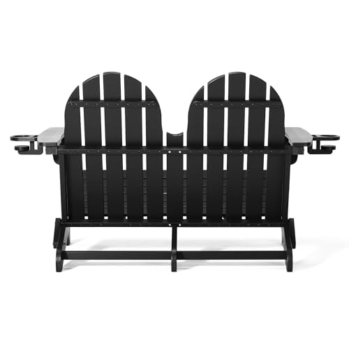 Outdoor Patio HDPE Adirondack Garden Skinny Bench (Black / 49.5IN)
