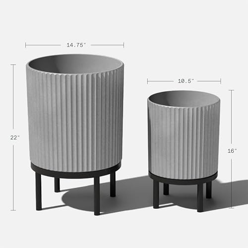 Demi Series Raised Duo Planters (Gray/Black / Bundle)
