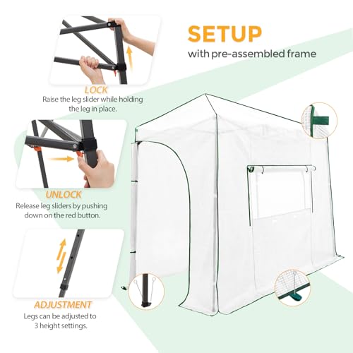 10x5 Easy Setup Pop Up Greenhouse (Clear/White / 10x5)