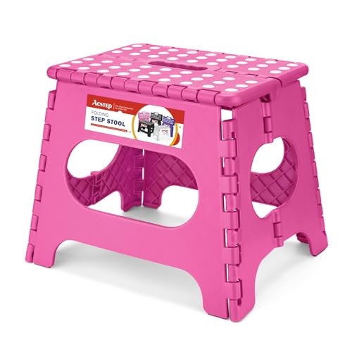 11" Folding Step Stool for Kids and Adults (Rose Red / 11 Inch)