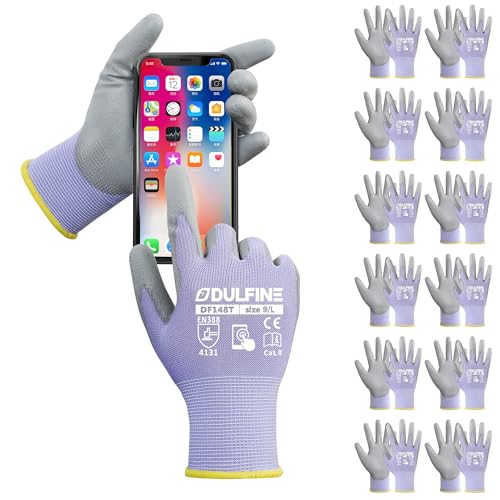 Touchscreen Work Gloves for Women 12 Pairs (Purple / X-Small)