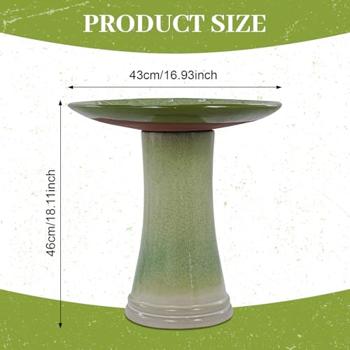 Ceramic Bird Bath for Outdoors (Green)
