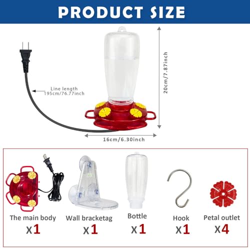 Heated Hummingbird Feeder for Outdoor Winter