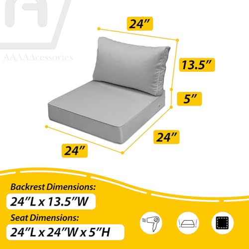 Outdoor Chair Cushions (Gray / 24"x24"x5" / 24"x13.5")