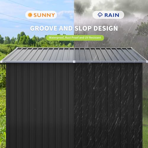 10 x 8FT Outdoor Storage Shed with Double Hinged Large Door (Black / 10'x8')