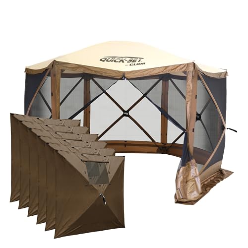 Quick Set Escape Shelter with 6 Wind Panels Brown (Brown (with Wind Panels))