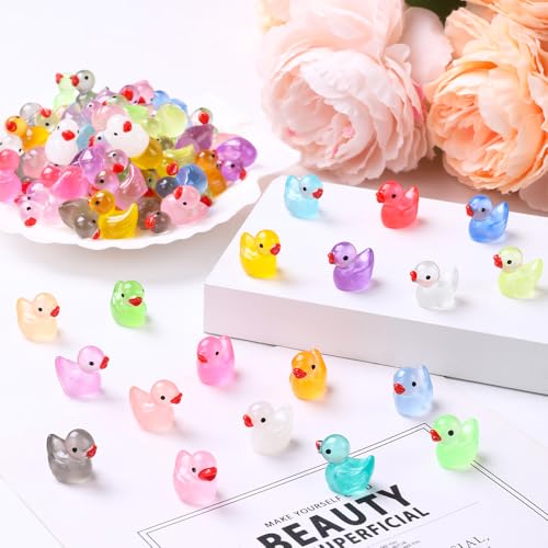 200pcs Luminous Mini Resin Ducks 20 Colors (200Pcs-Luminous Ducks)