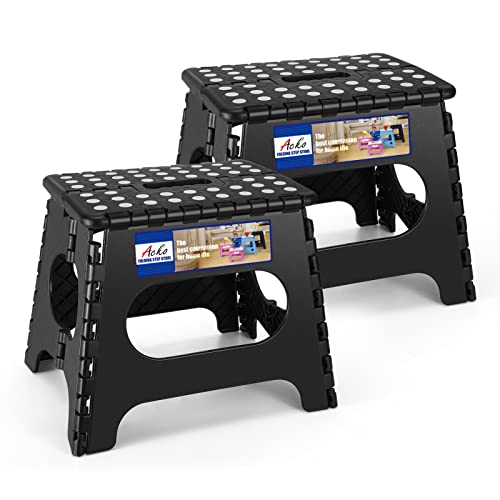 Folding Step Stools 11 Inch (Black / 11 Inch-2 Pack)