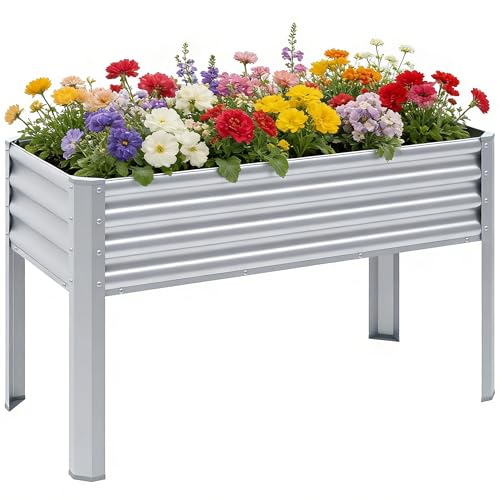 Galvanized Raised Garden Bed with Legs (43"x24"x32" / Sliver(1PCS))