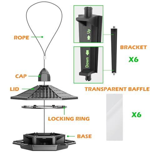 4 Pack Bird Feeders for Outdoor Hanging (Black / 4 PACK)