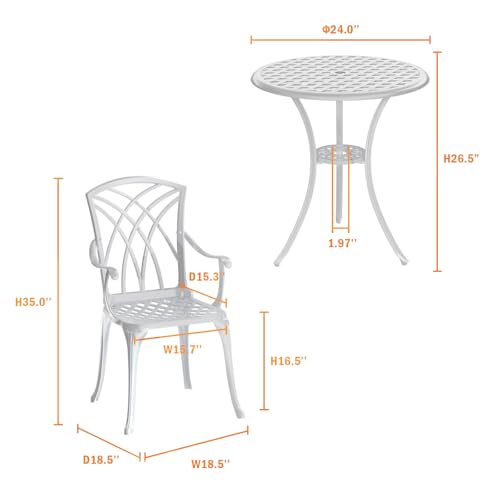 Patio Bistro Set 3 Piece (Woven / White)