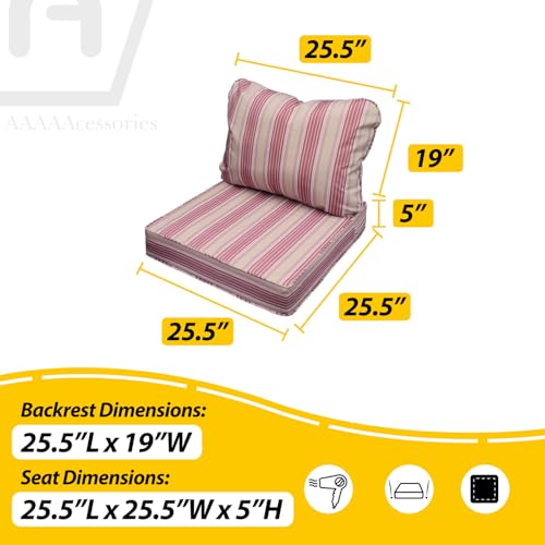 Outdoor Chair Cushions (Dusty Rose Garden Stripe / 25.5"x25.5"x5" / 25.5"x19")