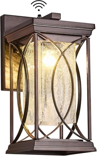 Oil Rubbed Bronze Outdoor Sconce Dusk to Dawn Exterior Light Fixtures Wall Mount Porch Light Modern Outdoor Wall Light Aluminum with Crack (Oil Rubbed Bronze-L)