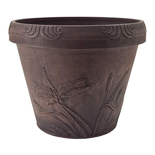Dragonfly Planter Pot for Indoor and Outdoor Plants and Gardens (Chocolate / 13 by 11-Inch)