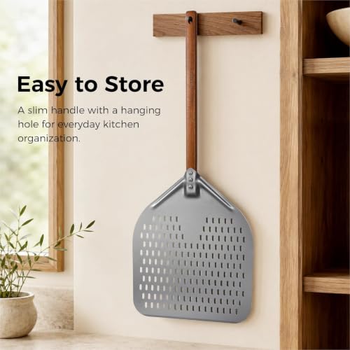12" x 15" Perforated Aluminum Pizza Peel (12" - 26 inch overall-1)