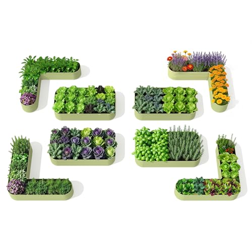 8 Pack Galvanized Raised Garden Beds (Green / Set of 8)