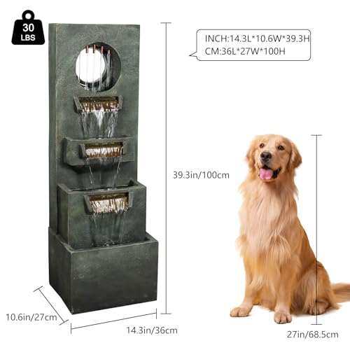 39.3” H Modern Outdoor Fountain (Green / 39.3inches)