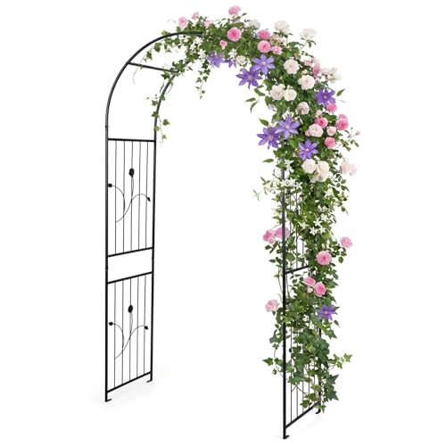87" Metal Garden Arbor Arch Trellis for Climbing Plants Vines (42"W x 87"H)
