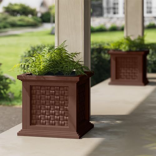 Rattan Style Outdoor Planter Box (Brown)
