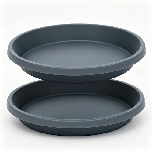 Plant Saucer Round 10 Inch 2 Pack Thickened Plastic Drip Trays for Indoor Plants and Outdoor Pots (10" (2 Pack) / Gray)