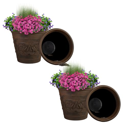 Sunnydaze Arabella 19.5'' Plastic Planter Pot for Plants (Rust / 19.5 in)