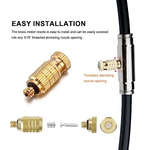 20pcs High Pressure Atomizer Nozzle Brass Misting Nozzles for Outdoor Cooling System (20 Count)