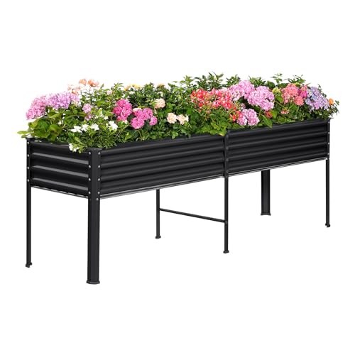 Galvanized Raised Garden Bed with Legs (Gray / 96×24×32in)
