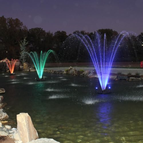 1 3 HP Floating Fountain & Aerator for Ponds and Lakes with 100 ft Cord (1/3 HP Pump / Color Changing Lights W/ Control Box)