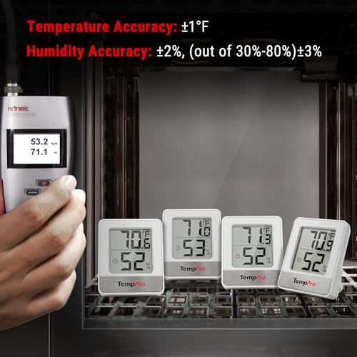 TP49 2 Pack Digital Hygrometer Indoor Thermometer (White Indoor Thermometer)