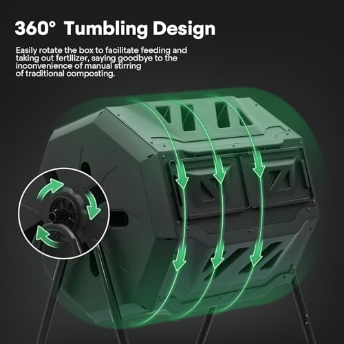 43 Gallons Dual Compost Tumbler with 2 Sliding Doors (43 gallons)