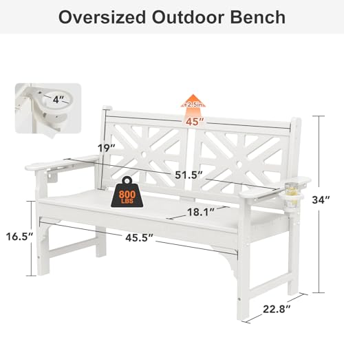 Oversized Outdoor Bench Set of 2 (White / 2pcs)