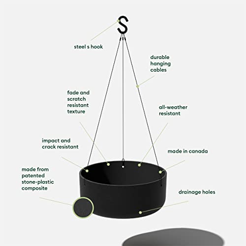 Mason Series Hanging Lima Bowl Planter (Black / 14 inch)