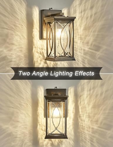 Oil Rubbed Bronze Porch Light Dusk to Dawn Outdoor Wall Lantern Small Modern Exterior Light Fixture Aluminum with Crack (Oil Rubbed Bronze-S)