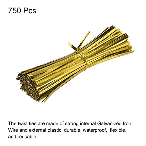 Foil Twist Ties 6" 15cm Metallic Plastic Closure Tie for Tying Bread (6-inch / Gold Tone)