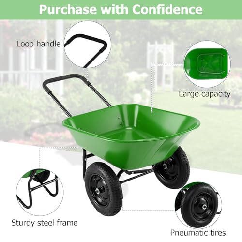 Dual Wheel Wheelbarrow (Bright Green)