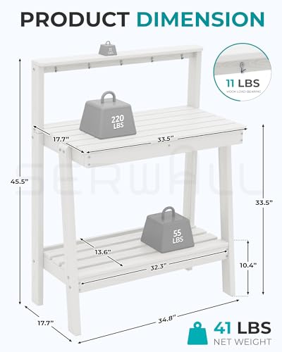 3 Tier Outdoor Potting Bench with Storage (White / Sleek)