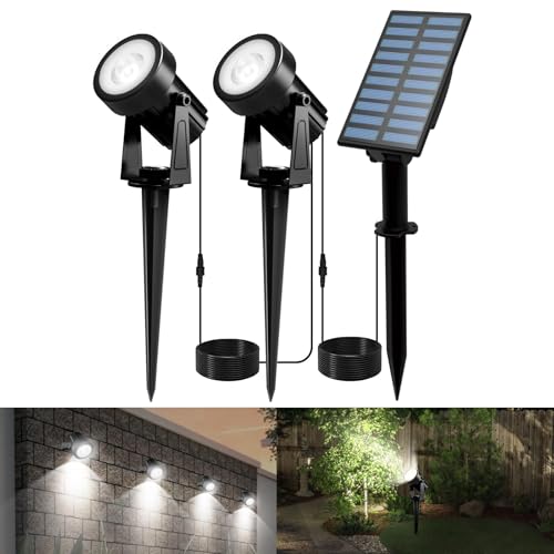 Christmas Solar Spot Lights Outdoor White 6000K for Flag Yard Garden Driveway Pathway Garage Halloween