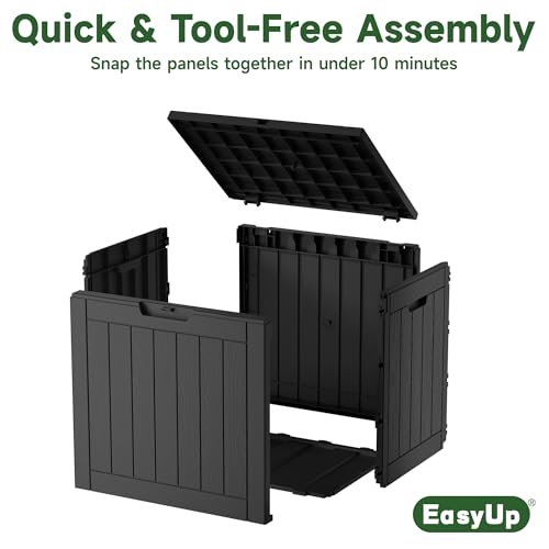 Outdoor Storage Box 38 Gallon Waterproof Resin Deck Boxes (Black / 38 Gallon)