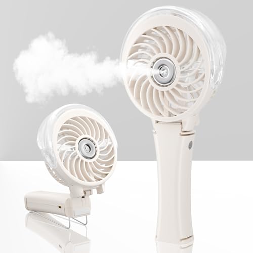 Upgraded Portable Handheld Misting Fan (HF318C / Beige)