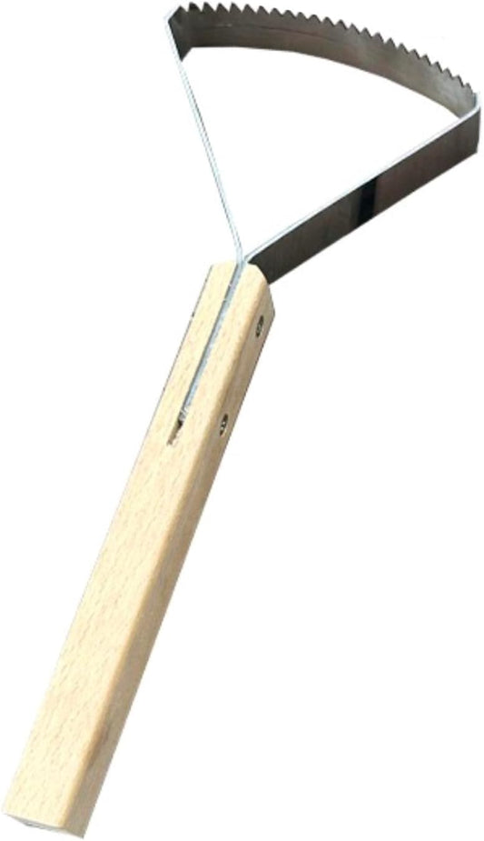 2-in-1 Weed Puller Tool,Garden Weed Scraper Tool, Weeding Rake, Metal Weeder & Soil Leveler with Ergonomic Wood Handle Weed Rake