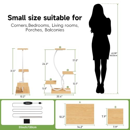 Plant Stand with Grow Lights 4 Tier Metal Plant Shelf 32" White