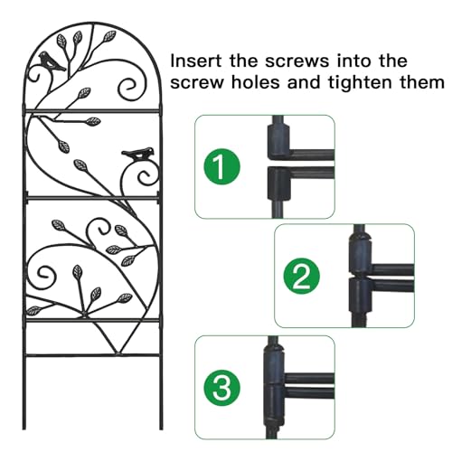 AMAGABELI 2 Pack Garden Trellis for Climbing Plants Outdoor Trellis 46" x 15" Climbing Rose Trellis Metal Trellis for Vines Flower Patio for Grape Cucumber Clematis Decorative Trellis Black (Black-2 Pack Leaf / 46"x15")