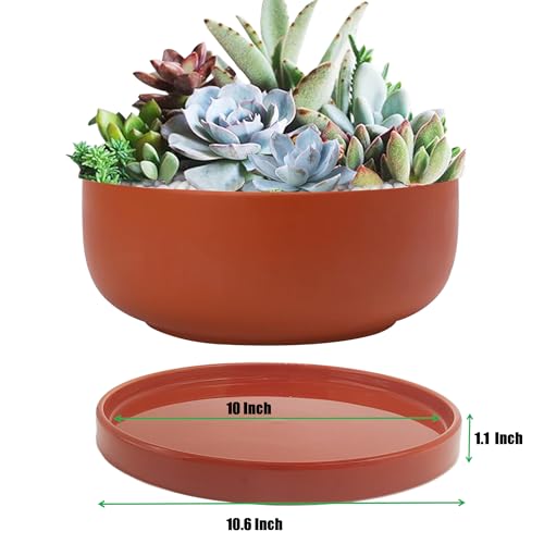 Ceramic Plant Saucer Tray 10 Inch Red Terracotta