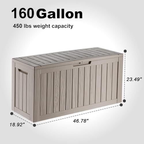 150 Gal Deck Box Waterproof Outdoor Storage Box Gray (Grey / 150 Gallon)