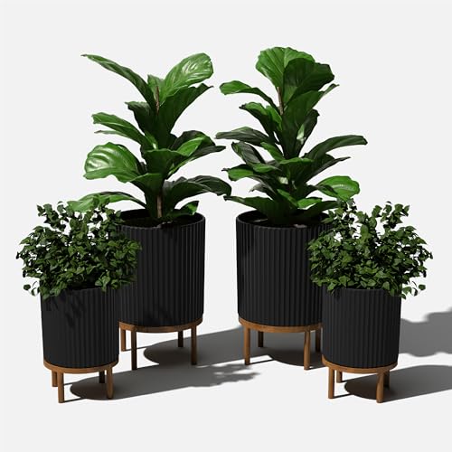 Demi Series Raised Duo Planters (Black/Brown / Bundle - 2 Pack)